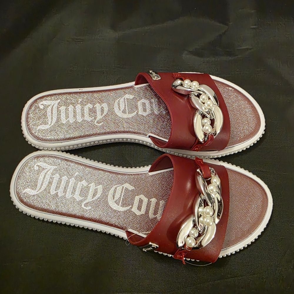 BRAND NEW JUICY COUTURE YENNIFER-2 CHAIN LINKING PEARL  SLIDER R3 - Picture 10 of 13